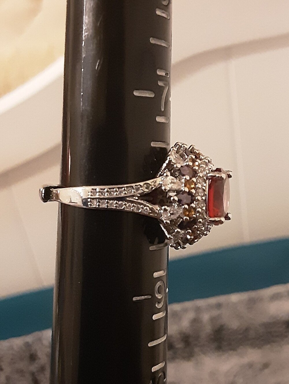 New Amethyst And Rubellite Full Diamond Statement Ring - Picture 4 of 5